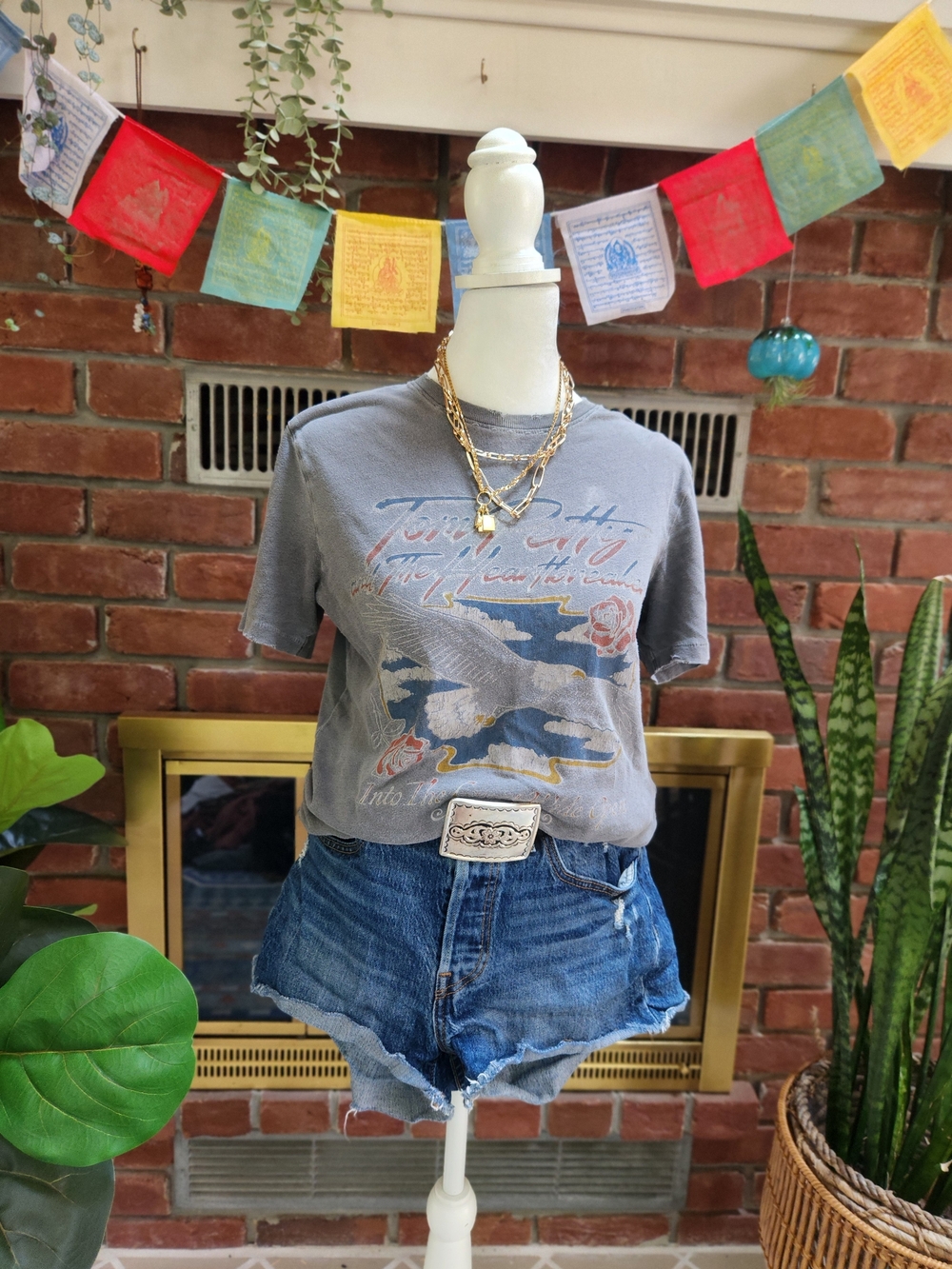 Lucky Brand Tom Petty American Girl Eagle Graphic Tee Gray Size S